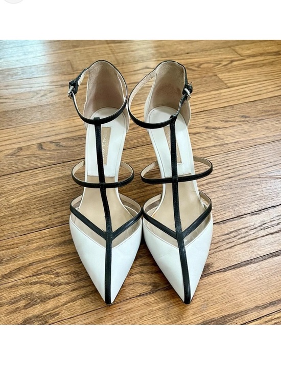 Michael Kors Shoes - Michael Kors 39 Elegant Two-Tone White and Black Pointed T-Strap Women's Heels